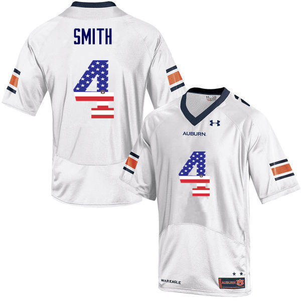 Men's Auburn Tigers #4 Jason Smith USA Flag Fashion White College Stitched Football Jersey
